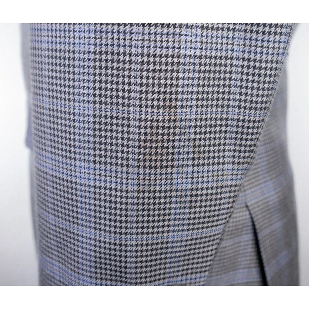 DAVID AUGUST Couture Blazer Men's 38XS Houndstooth Plaid Surgeon's Cuffs Jacket